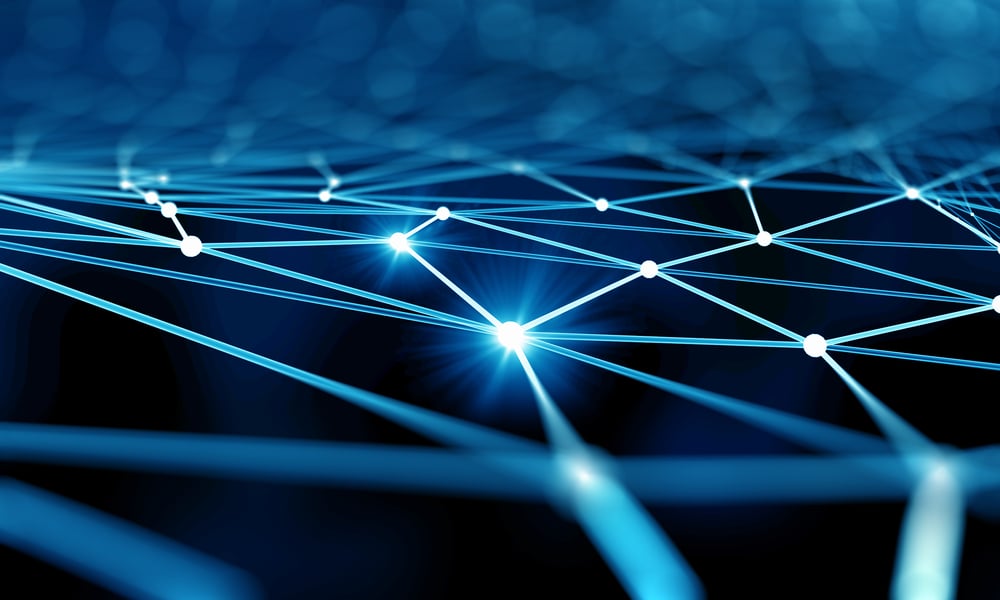 Blue virtual technology background with lines and grids-2